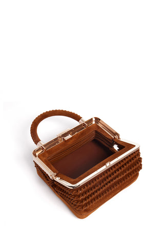 Cognac Suede Diana Bag - Open Interior View | Gabriela Hearst
