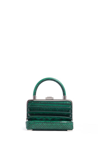 Green Snakeskin Diana Bag - Accordion Bellows Open | Gabriela Hearst