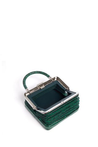 Green Snakeskin Diana Bag - Interior Detail Open | Gabriela Hearst