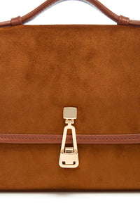 Small Leonora Flap Bag in Cognac Suede