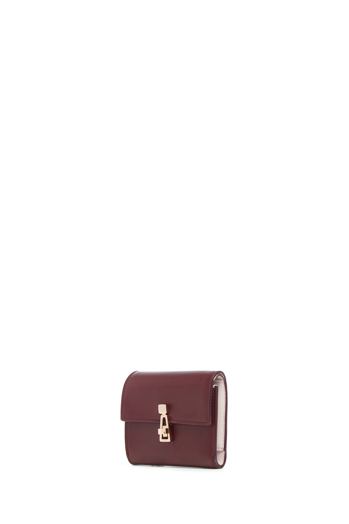 Compact Flat Wallet in Bordeaux & Pink Leather