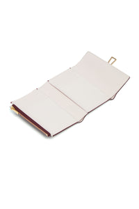 Compact Flat Wallet in Bordeaux & Pink Leather