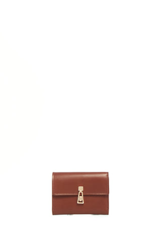 Compact Flat Wallet in Cognac Leather