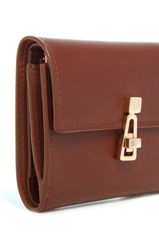 Cognac Leather Flat Wallet - Side Profile View | Gabriela Hearst