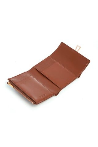 Cognac Flat Wallet Interior - Card Slots Open View | Gabriela Hearst