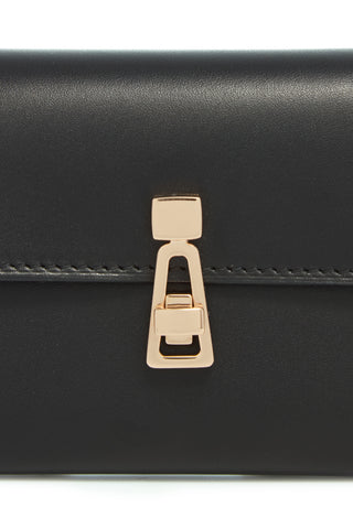Black Calf Leather Wallet - Rose Gold Lock Detail | Gabriela Hearst