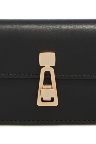 Black Leather Wallet - Turnlock Closure Detail | Gabriela Hearst