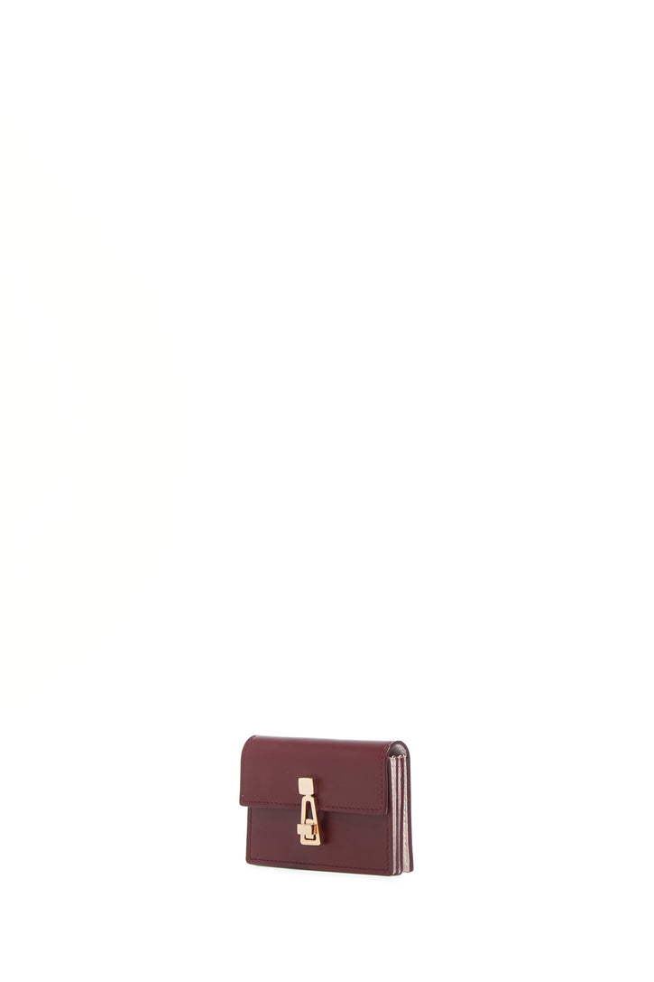 Concerta Card Wallet in Bordeaux & Pink Leather