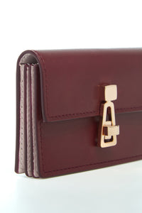 Concertina Card Wallet in Bordeaux & Pink Leather