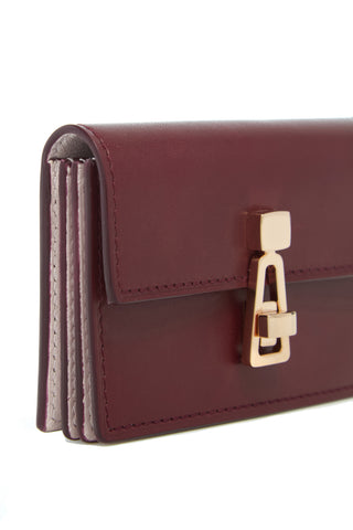 Bordeaux Leather Card Wallet - Rose Gold Hardware Detail | Gabriela Hearst