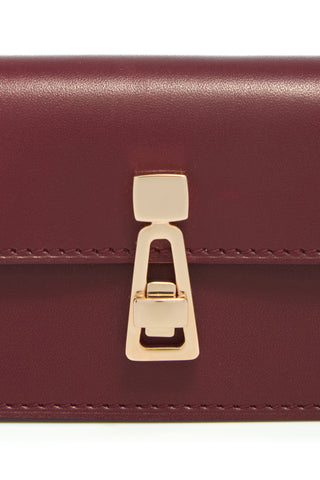 Bordeaux Leather Card Wallet - Turnlock Closure Detail | Gabriela Hearst