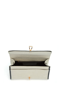 Medium Leonora Flap Bag in Beige Linen