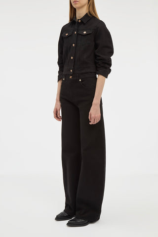 Black Sustainable Denim Jacket - Side Profile | Gabriela Hearst