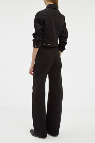 Black Adira Cropped Denim Jacket - Back View | Gabriela Hearst
