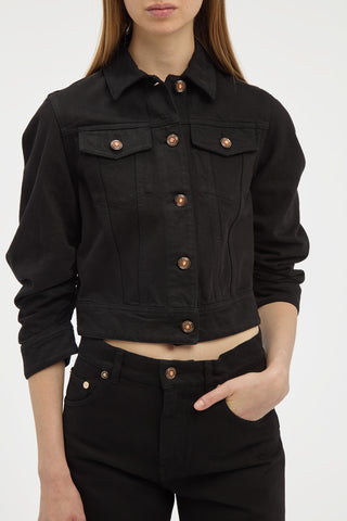 Black Recycled Denim Adira Jacket - Close-up Detail | Gabriela Hearst