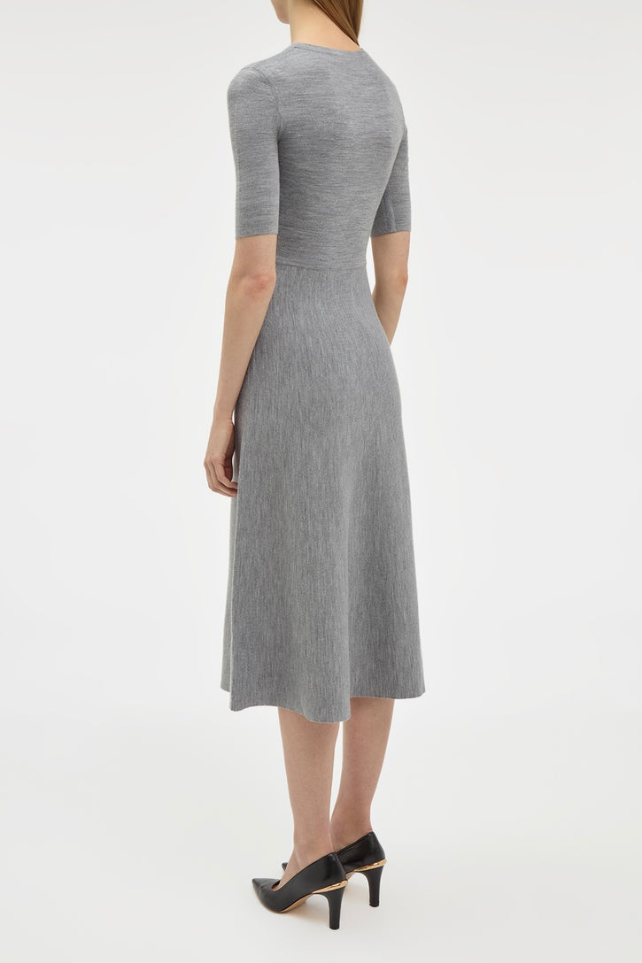 Seymore Knit Midi Dress in Heather Grey Merino Wool Cashmere