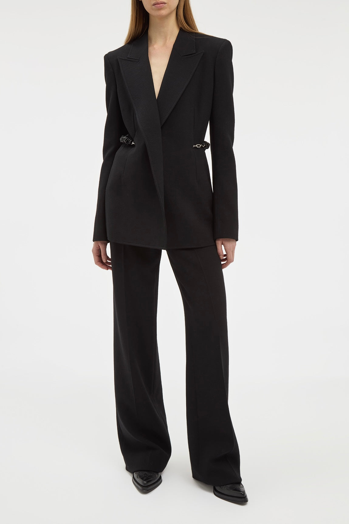 Epona Chain Blazer in Black Recycled Virgin Wool