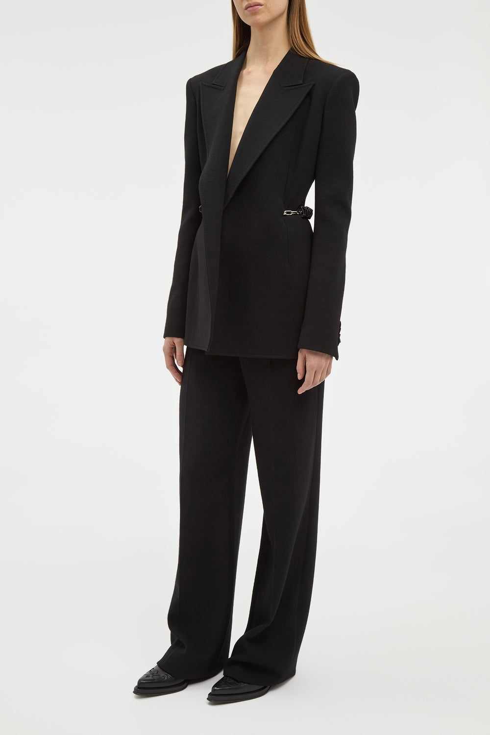 Epona Chain Blazer in Black Recycled Virgin Wool