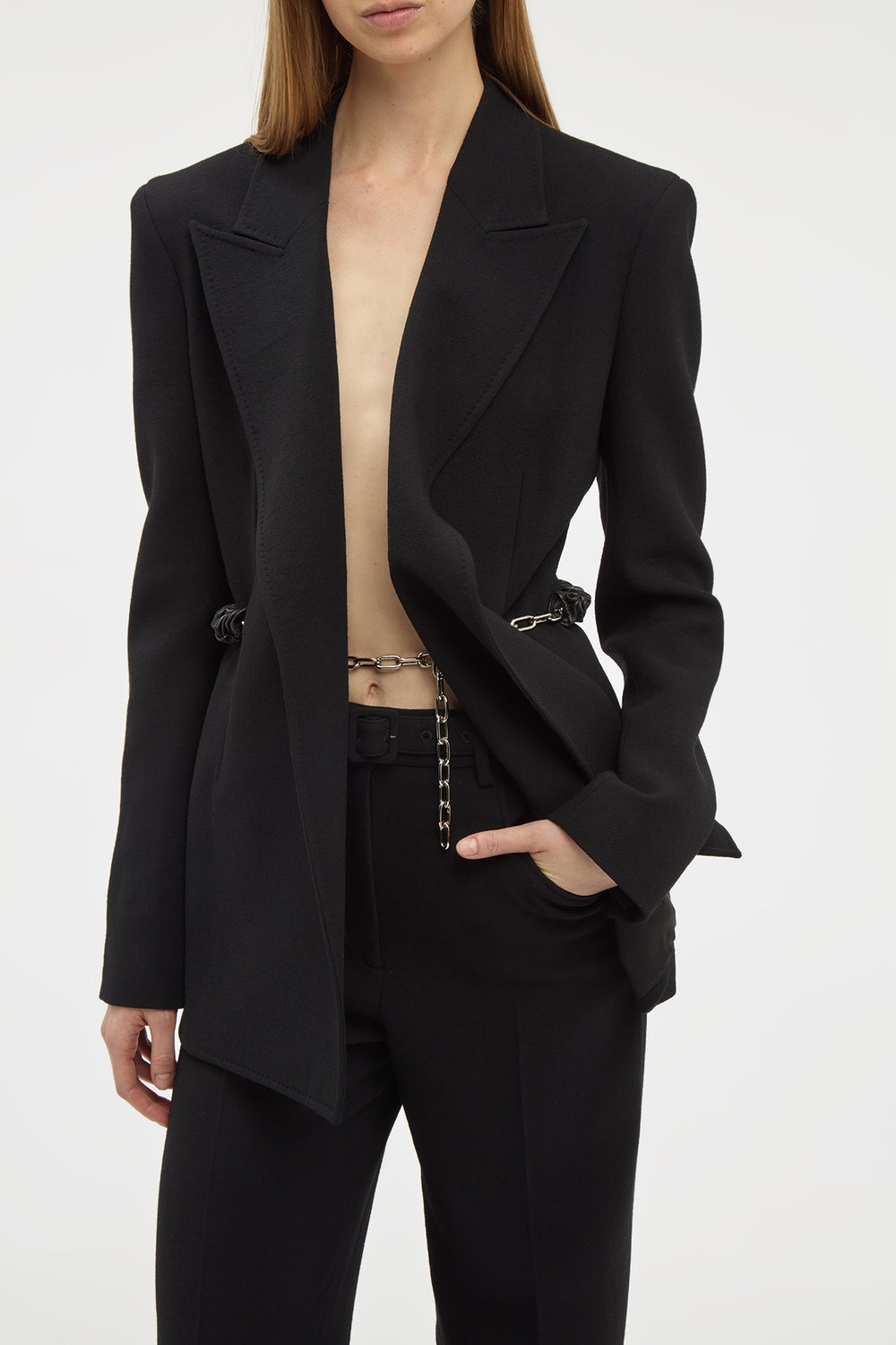 Epona Chain Blazer in Black Recycled Virgin Wool