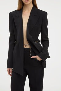 Epona Chain Blazer in Black Recycled Virgin Wool