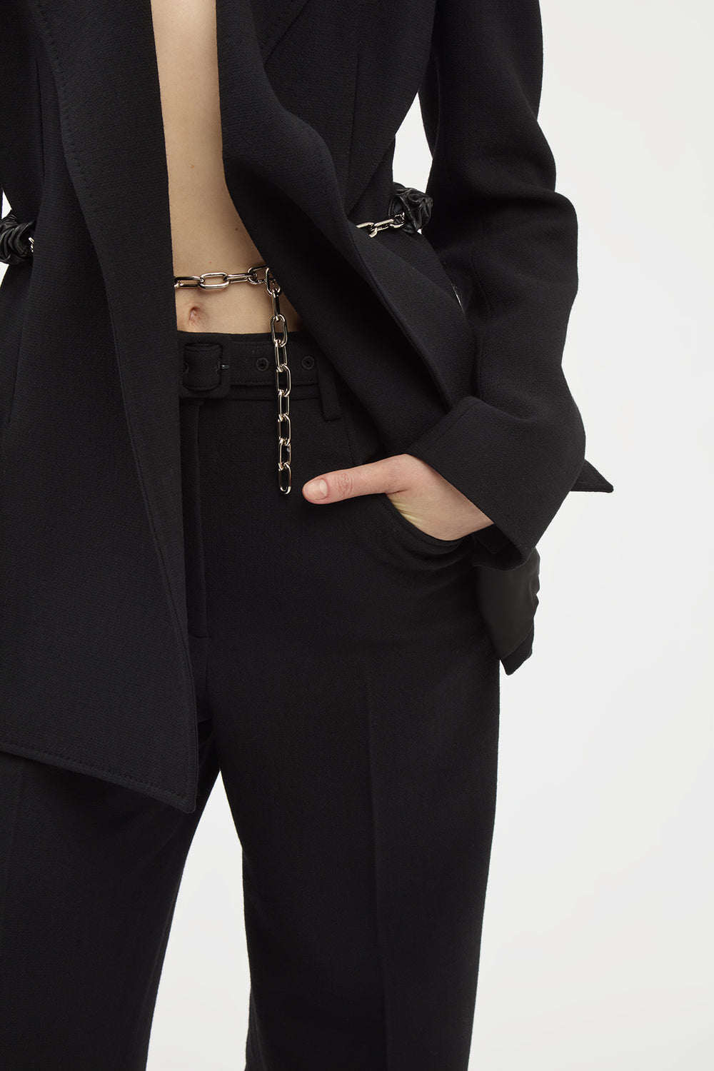 Norman Wide-leg Pant in Black Recycled Virgin Wool