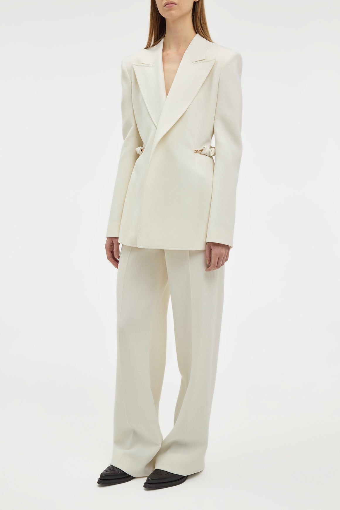 Epona Chain Blazer in Ivory Recycled Virgin Wool