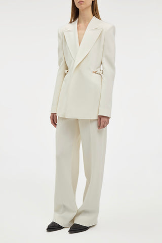 Ivory Wool Norman Pants Suit - Front Detail | Gabriela Hearst