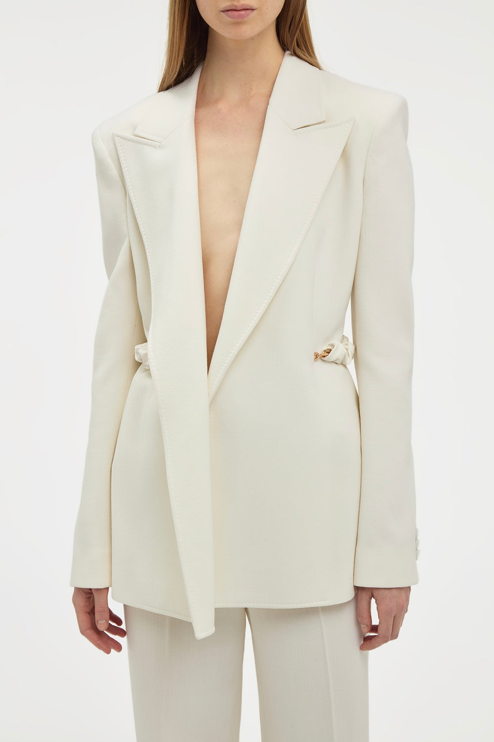 Epona Chain Blazer in Ivory Recycled Virgin Wool