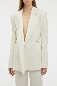 Epona Chain Blazer in Ivory Recycled Virgin Wool