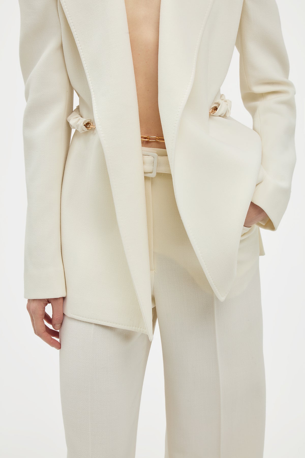 キャメルシーアイランドコットンツイルのノーマンストレートレッグパンツ