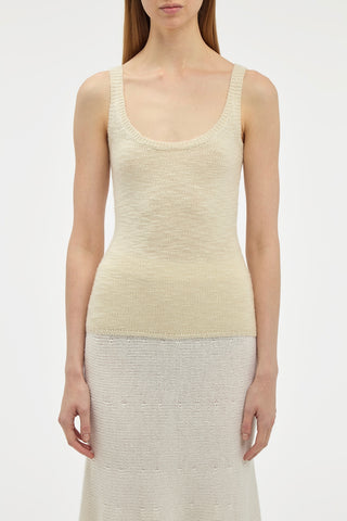 Ivory Cashmere Tank Top - On Model Front View | Gabriela Hearst