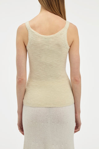 Ivory Cashmere Tank Top - On Model Back View | Gabriela Hearst