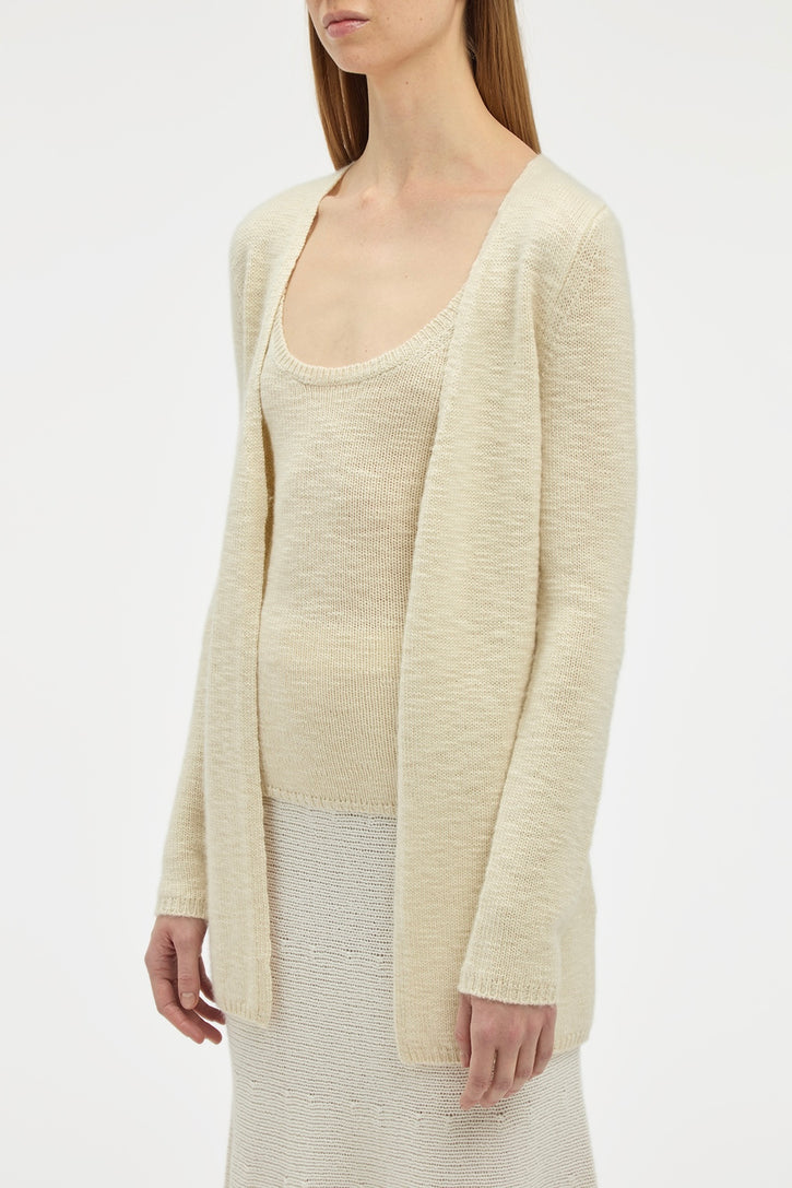 Jani Knit Cardigan in Ivory Cashmere
