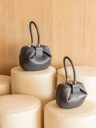 Charcoal Nina Bags Two Sizes - Wooden Studio Display | Gabriela Hearst