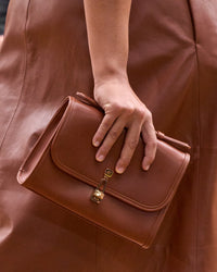 Small Leonora Flap Bag in Cognac Leather