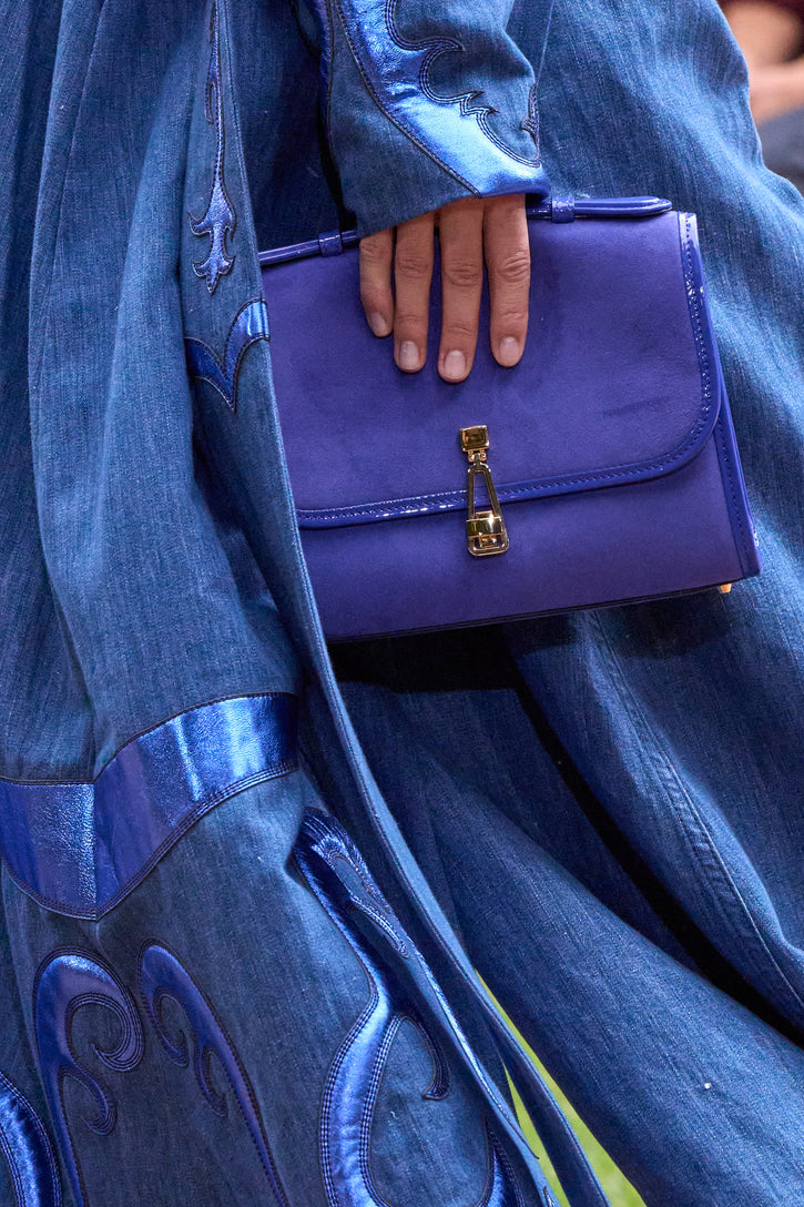 Medium Leonora Bag in Cobalt Suede