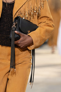 Leonora Bag Charm in Black Snakeskin