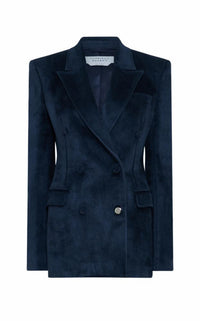 Gavin Blazer in Dark Navy Silk Velvet