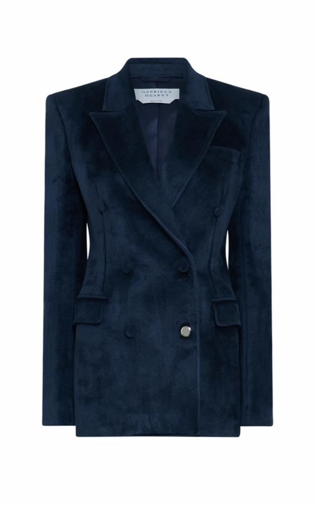 Gavin Blazer in Dark Navy Silk Velvet