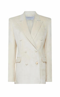 Gavin Blazer in Ivory Silk Velvet