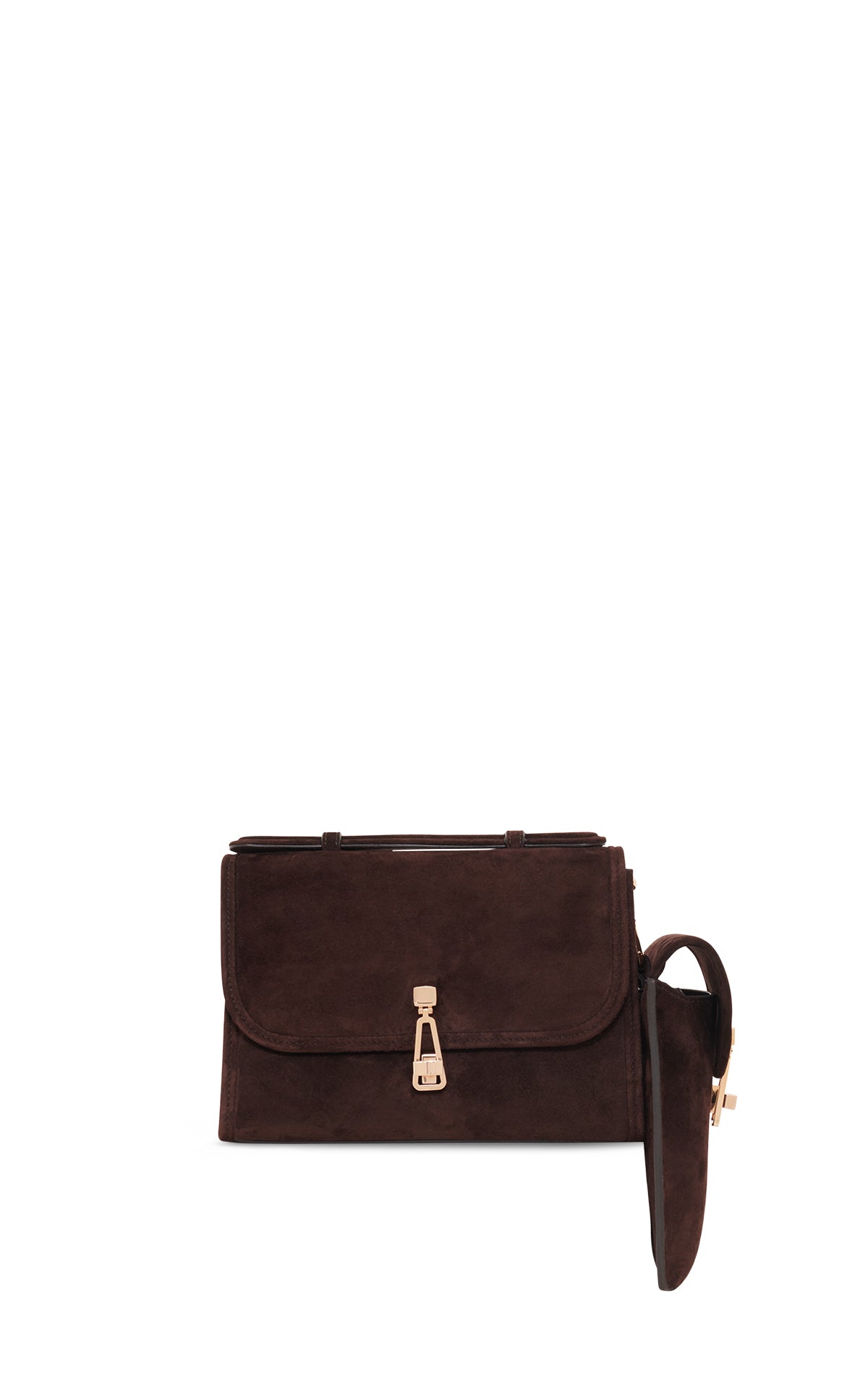 Small Leonora Flap Bag in Dark Brown Cashmere Suede