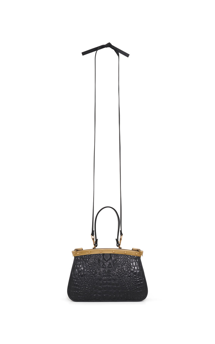 Vintage No.2 Bag in Black Crocodile Leather