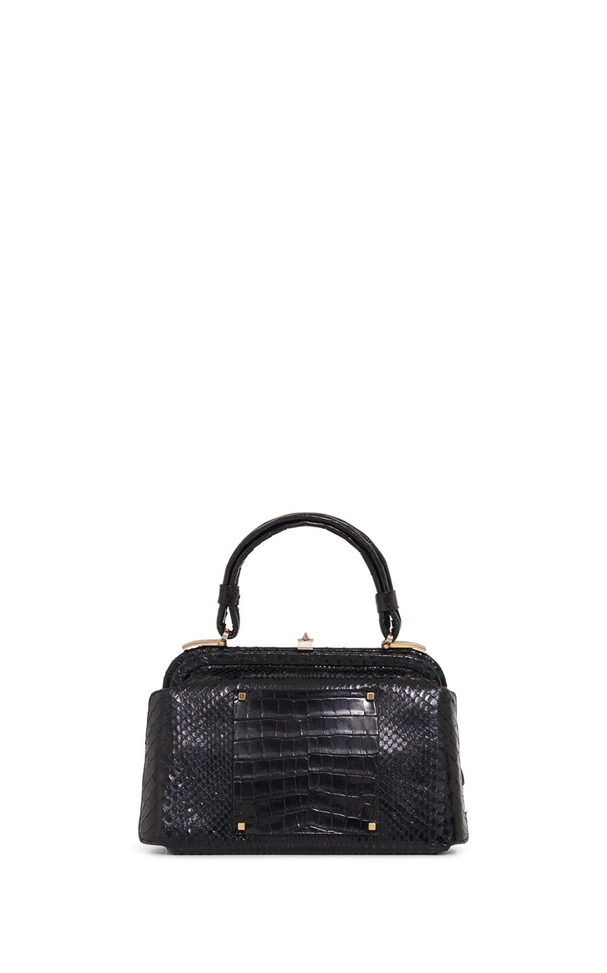 Vintage No.7 Bag in Black Snakeskin & Crocodile Leather
