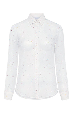 Henri Blouse in Ivory Multi Speckle Silk Georgette