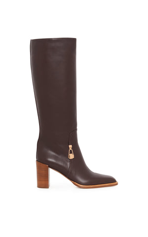 Nina Clasp Tall Boot in Dark Chocolate Leather