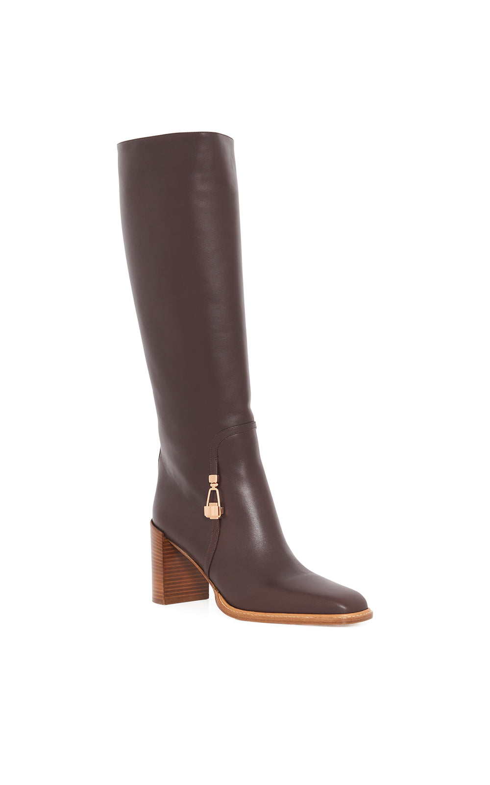 Nina Clasp Tall Boot in Dark Chocolate Leather