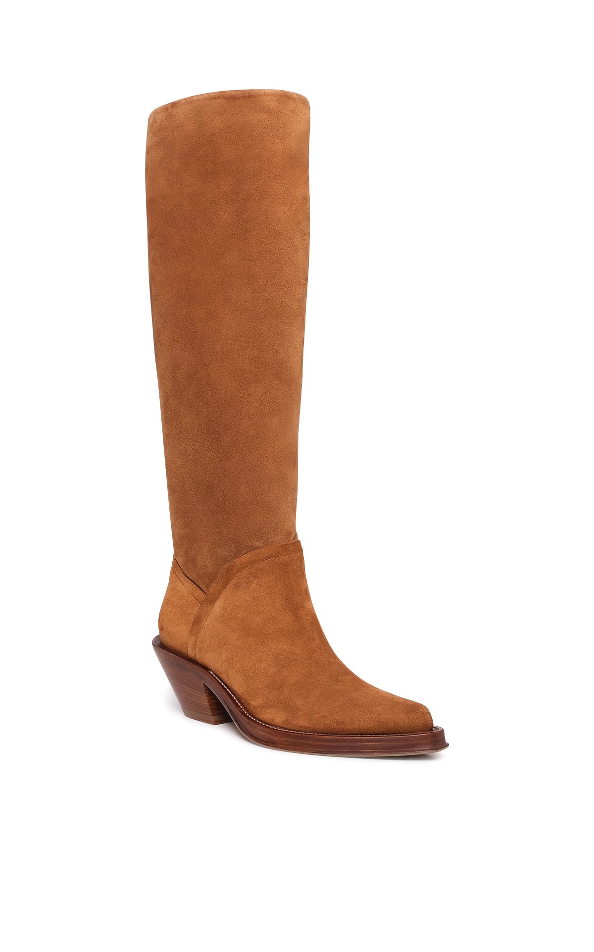 Camero Knee-High Cowboy Boot in Cognac Suede