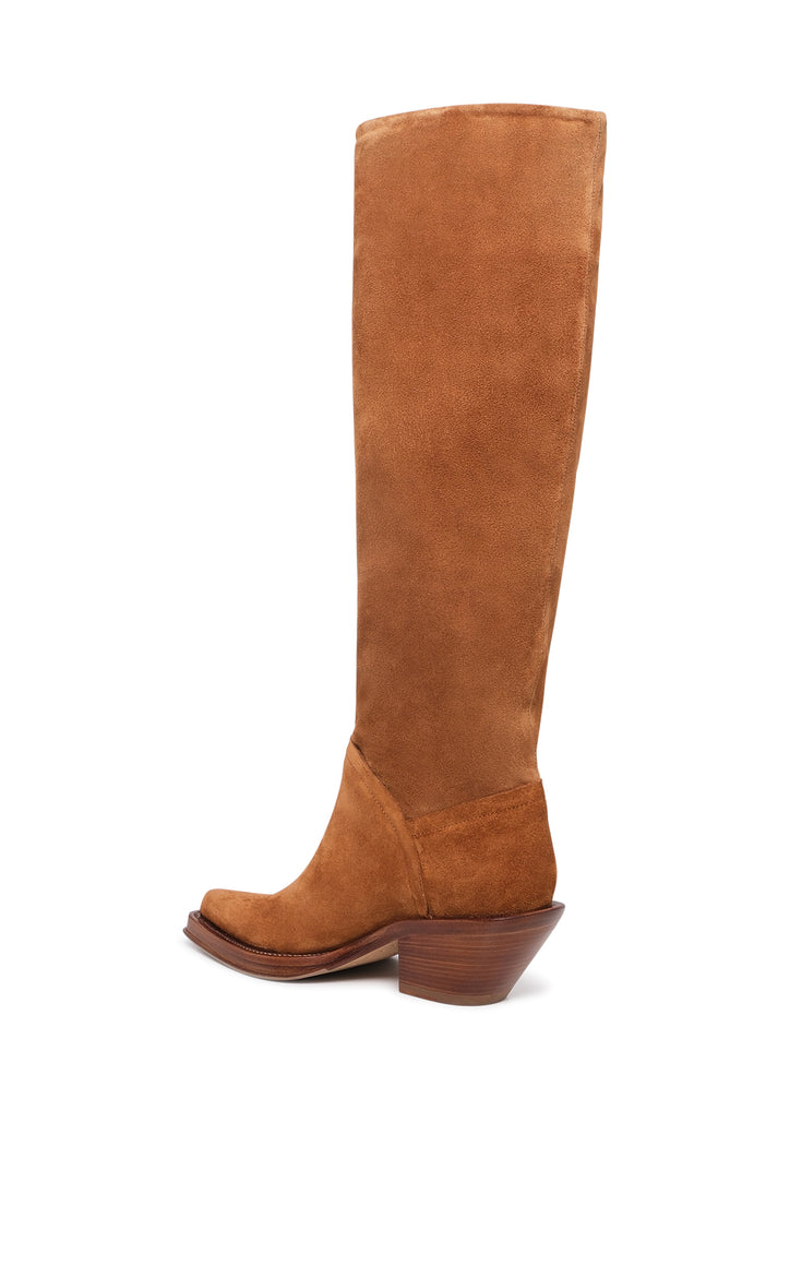 Camero Knee-High Cowboy Boot in Cognac Suede