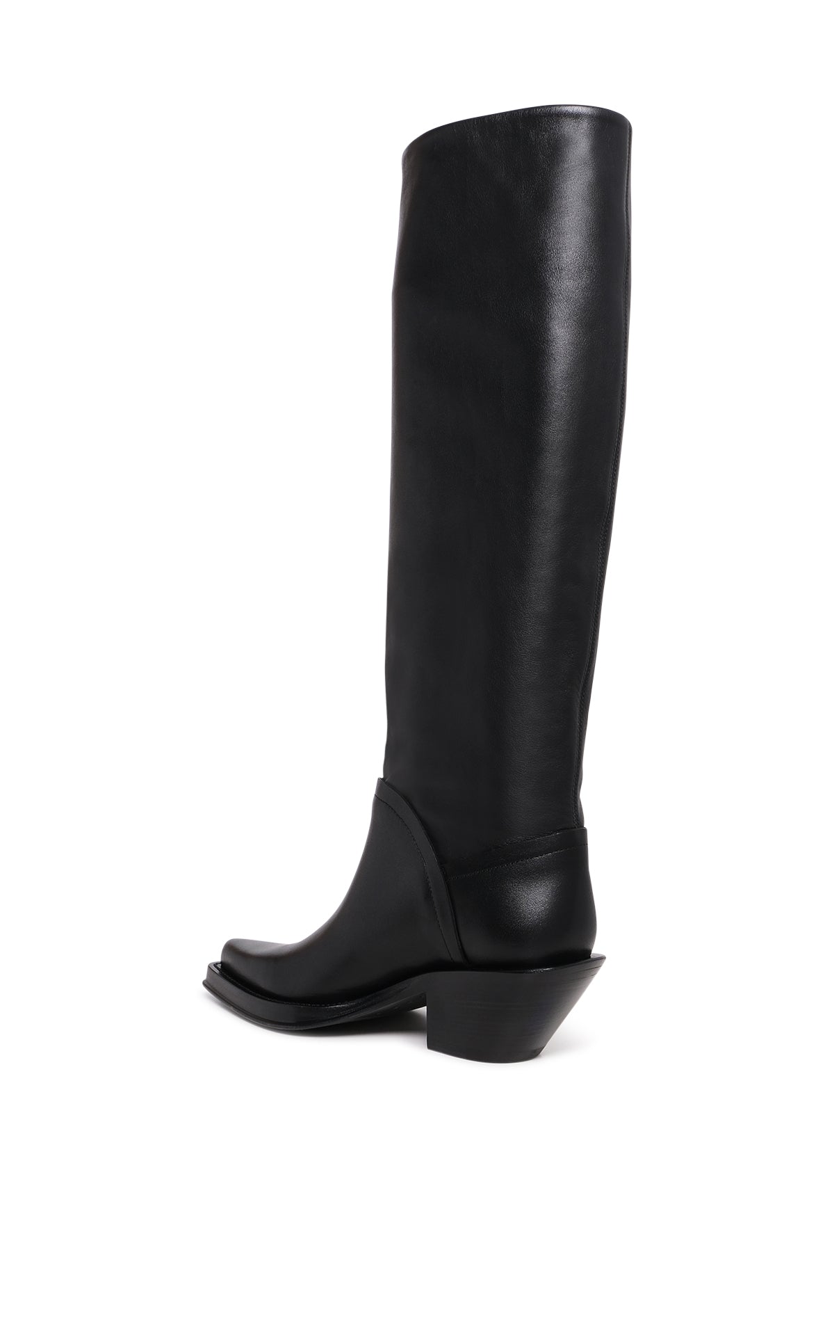 Camero Knee-High Cowboy Boot in Black Leather