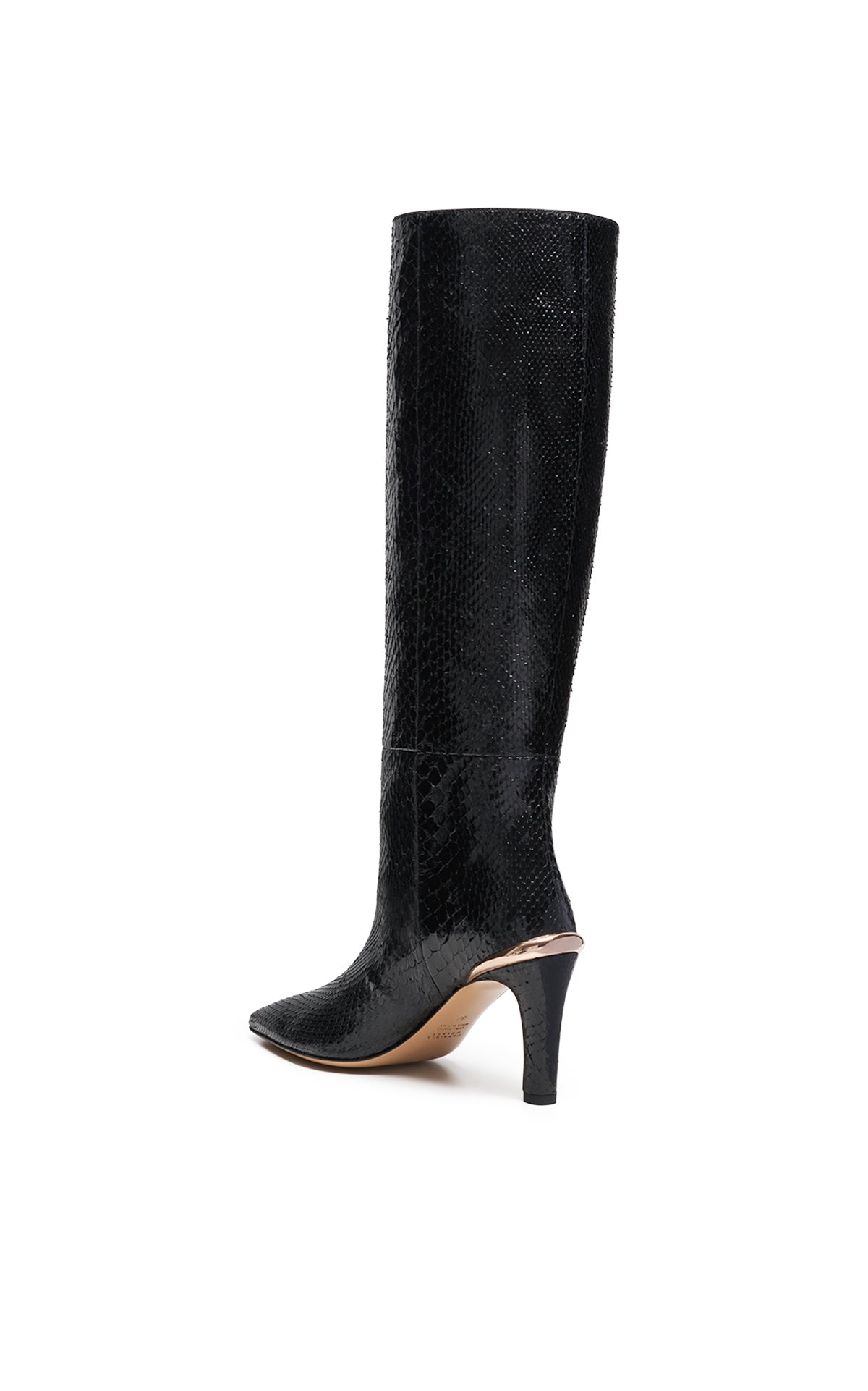 Aura Tall Boot in Black Snakeskin